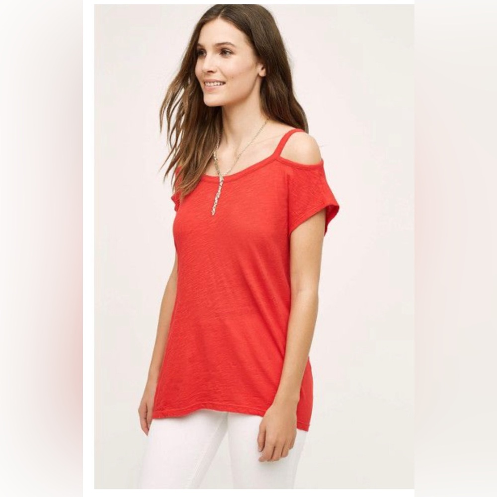 Anthropologie Left if Centre red tunic with cut out shoulders